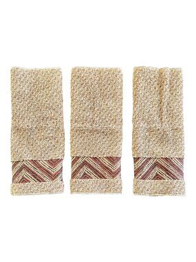 Vintage Ralph Lauren Wash Cloth Set Of Three Chevron Trim
